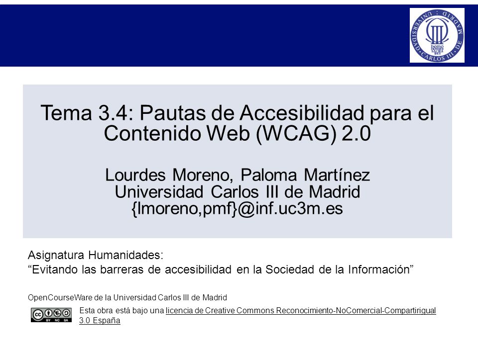 Tema 3. 4: Pautas de Accesibilidad para el Contenido Web (WCAG) 2