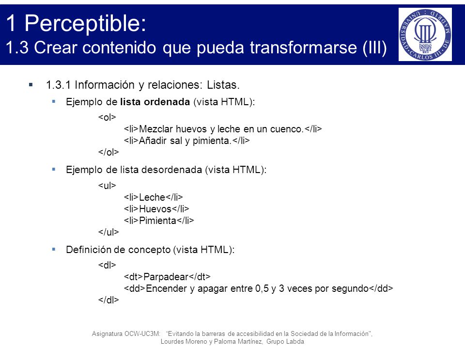 1 Perceptible: 1.3 Crear contenido que pueda transformarse (III)