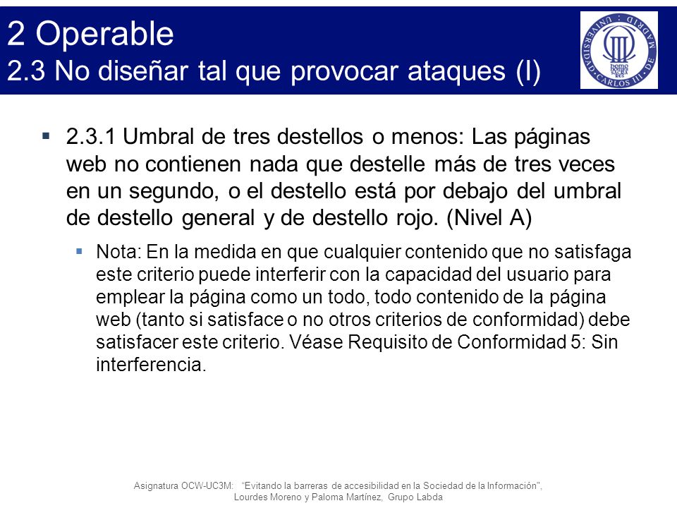 2 Operable 2.3 No diseñar tal que provocar ataques (I)