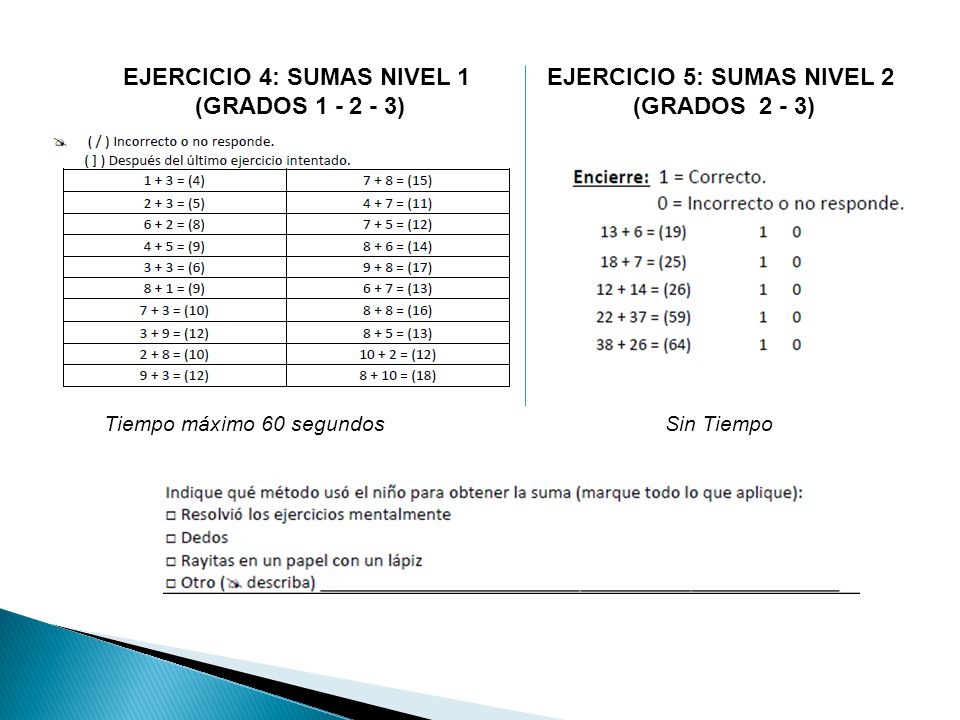 EJERCICIO 4: SUMAS NIVEL 1 EJERCICIO 5: SUMAS NIVEL 2