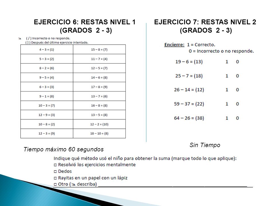 EJERCICIO 6: RESTAS NIVEL 1 EJERCICIO 7: RESTAS NIVEL 2