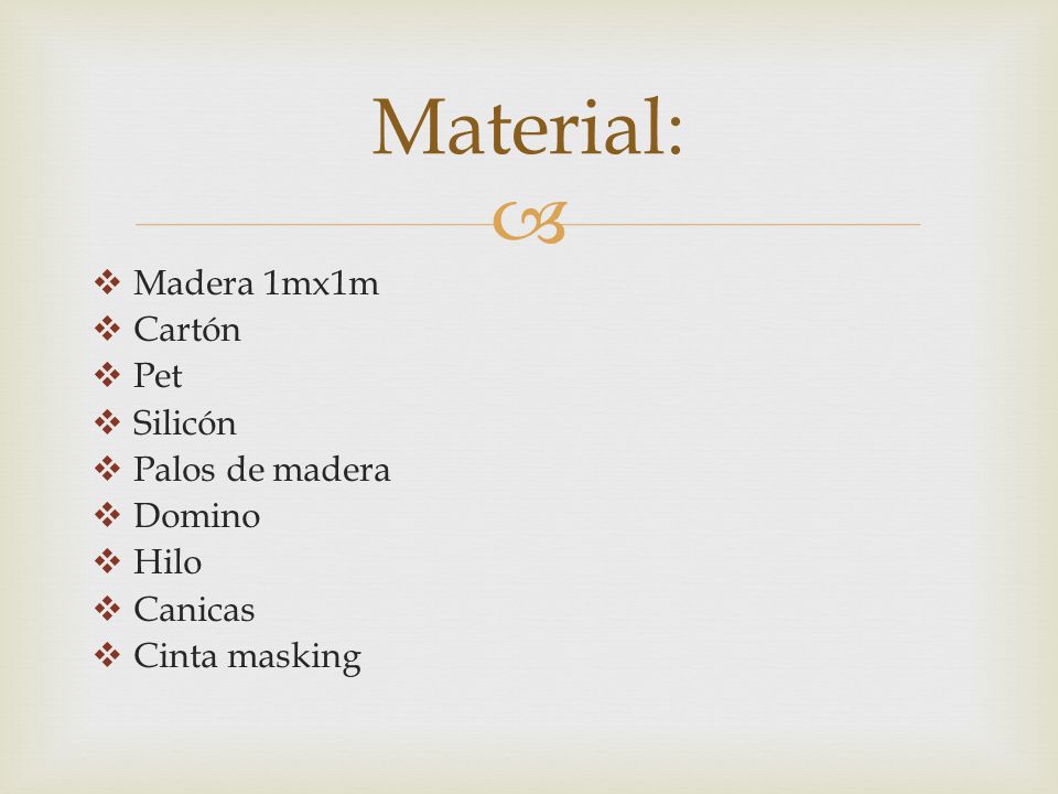 Material: Madera 1mx1m Cartón Pet Silicón Palos de madera Domino Hilo