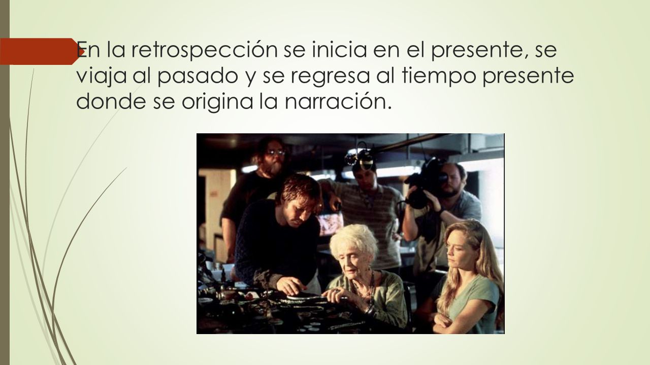 En la retrospección se inicia en el presente, se viaja al pasado y se regresa al tiempo presente donde se origina la narración.