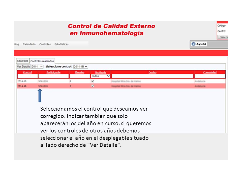 Seleccionamos el control que deseamos ver corregido