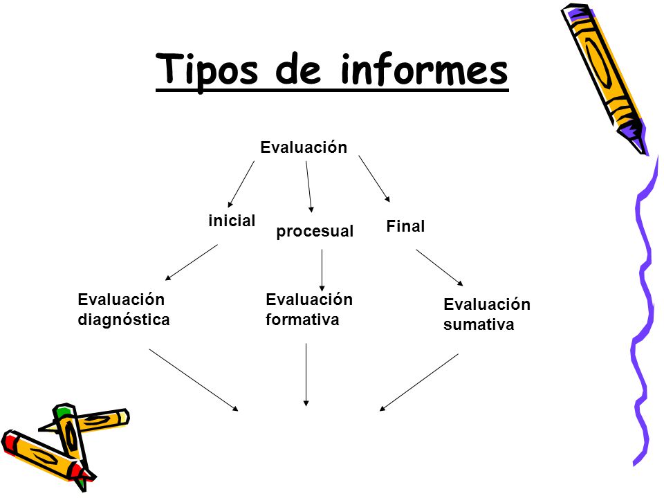 Tipos de informes Evaluación inicial Final procesual