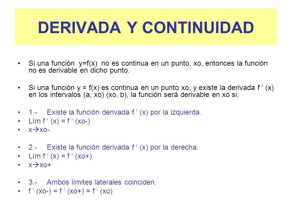 DERIVADA Y CONTINUIDAD