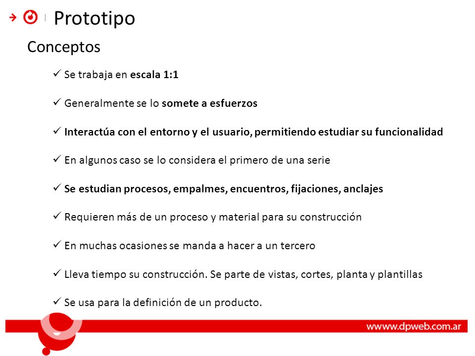 Prototipo Conceptos Se trabaja en escala 1:1