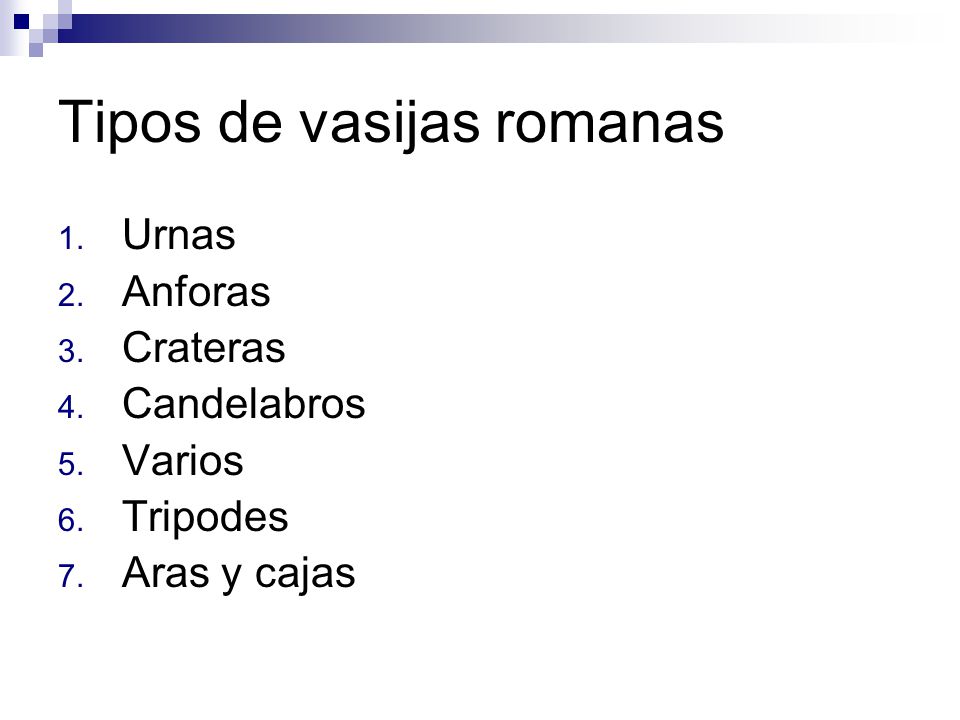 Tipos de vasijas romanas