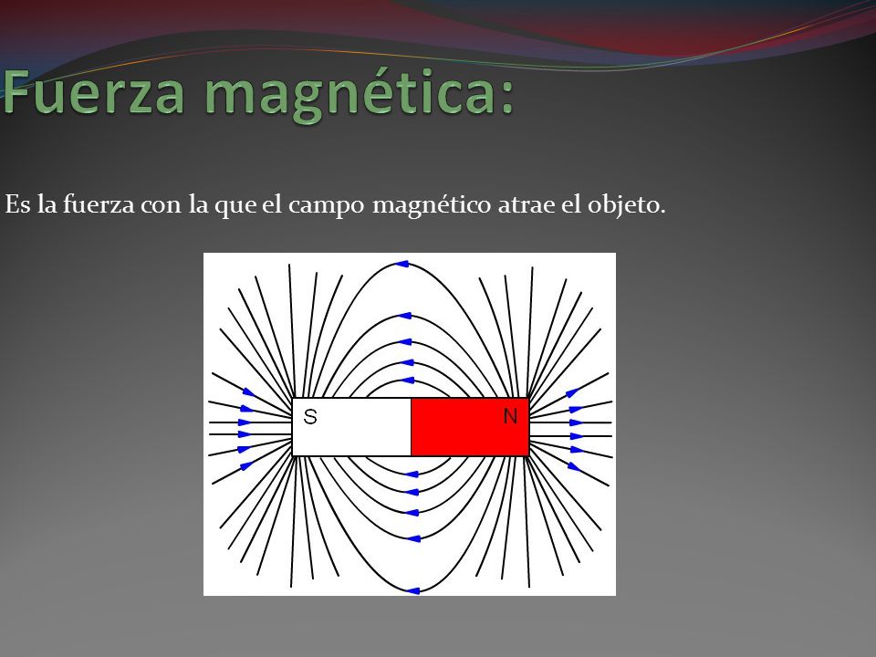 Fuerza magnética: Es la fuerza con la que el campo magnético atrae el objeto.