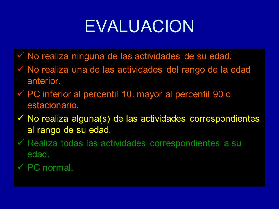 EVALUACION No realiza ninguna de las actividades de su edad.