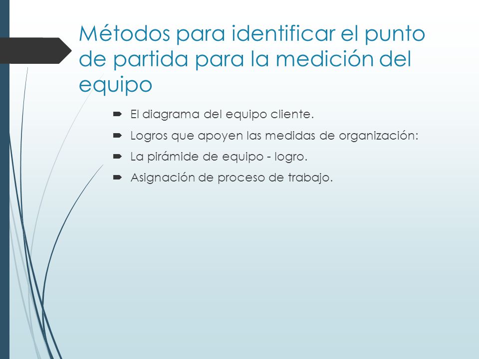 Métodos para identificar el punto de partida para la medición del equipo