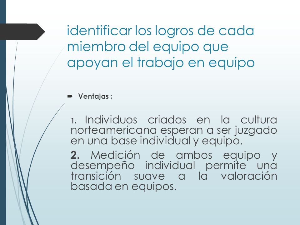 identificar los logros de cada miembro del equipo que apoyan el trabajo en equipo