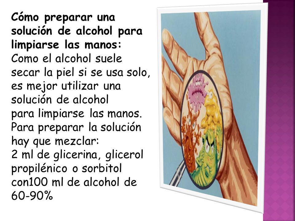 Cómo preparar una solución de alcohol para limpiarse las manos: