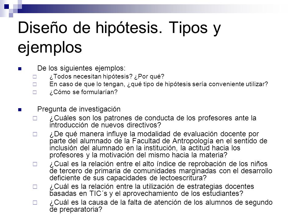 Diseño de hipótesis. Tipos y ejemplos