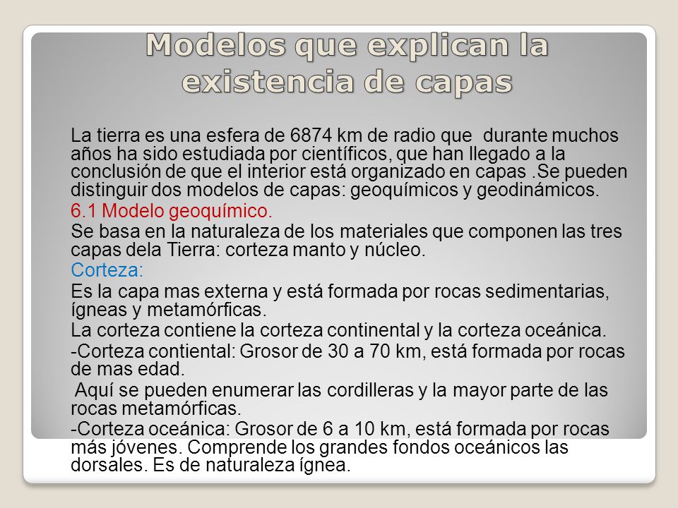 Modelos que explican la existencia de capas