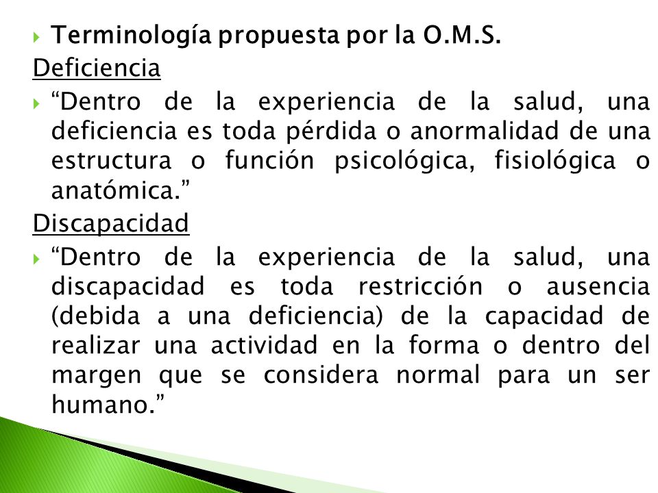 Terminología propuesta por la O.M.S.