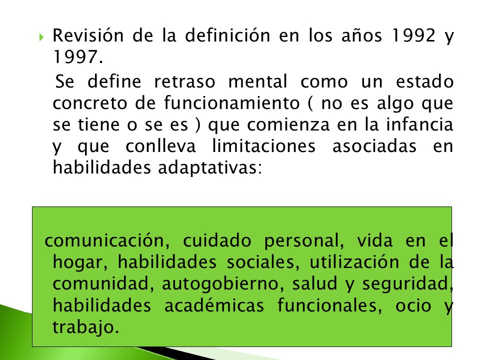 Revisión de la definición en los años 1992 y 1997.