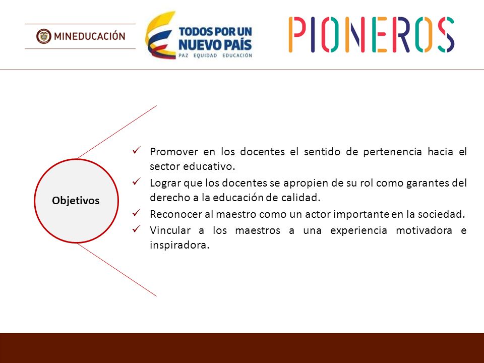 Promover en los docentes el sentido de pertenencia hacia el sector educativo.