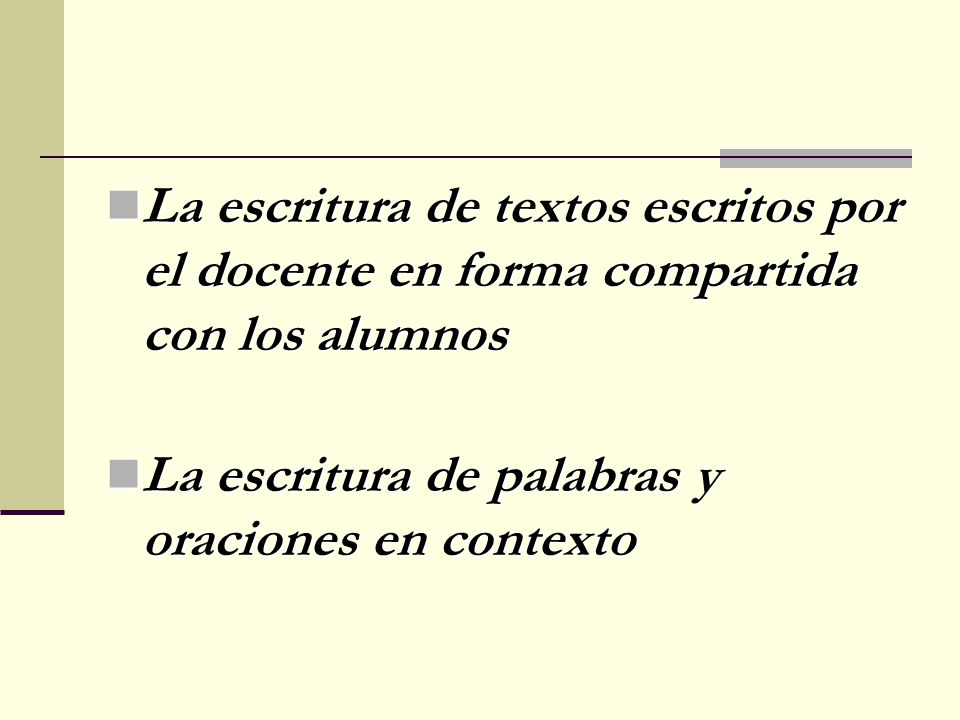 La escritura de textos escritos por el docente en forma compartida con los alumnos