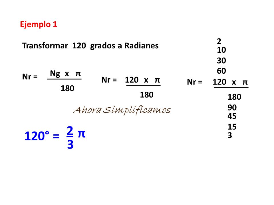2 π 120° = 3 Ahora Simplificamos Ejemplo 1 2