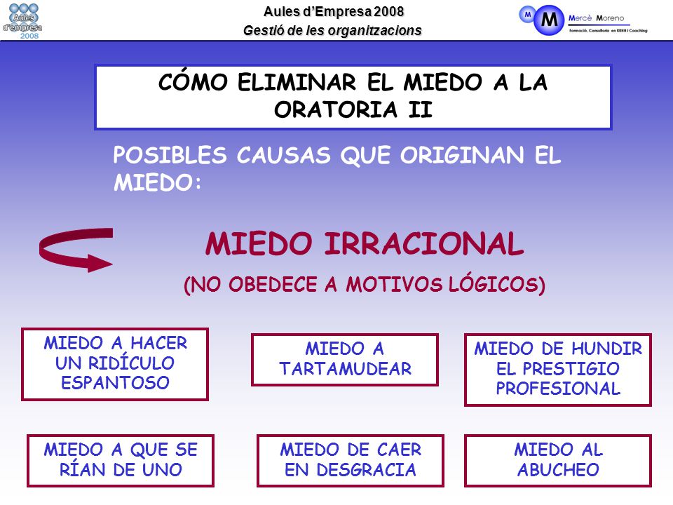 MIEDO IRRACIONAL CÓMO ELIMINAR EL MIEDO A LA ORATORIA II