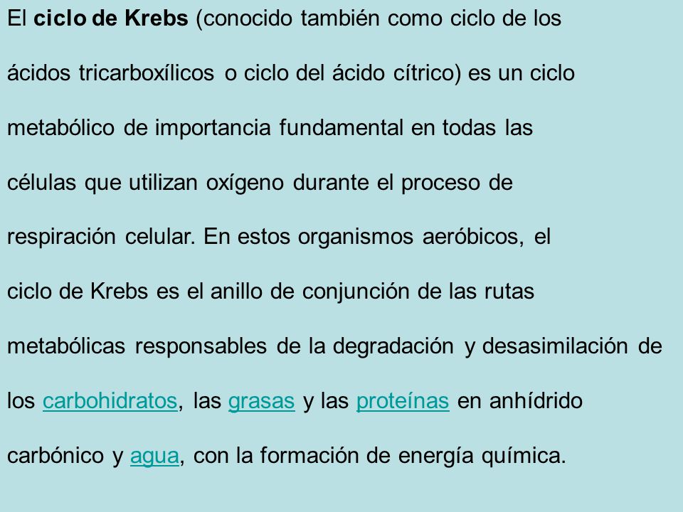 El ciclo de Krebs (conocido también como ciclo de los