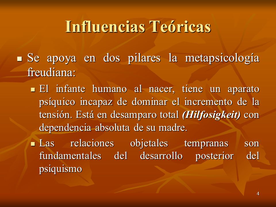 Influencias Teóricas Se apoya en dos pilares la metapsicología freudiana: