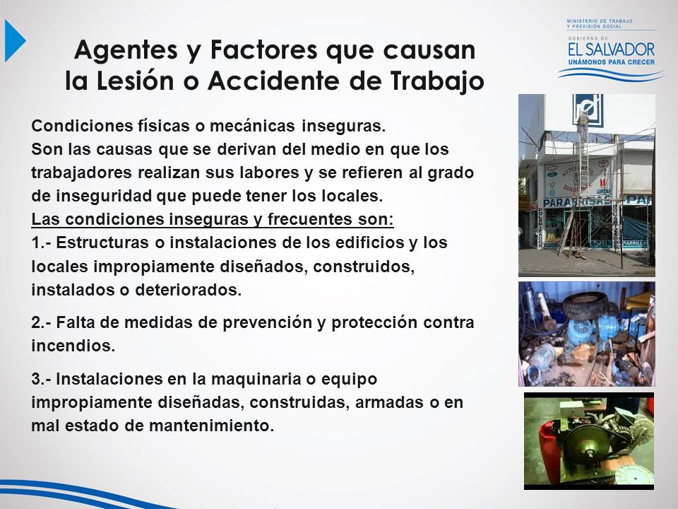 Agentes y Factores que causan la Lesión o Accidente de Trabajo