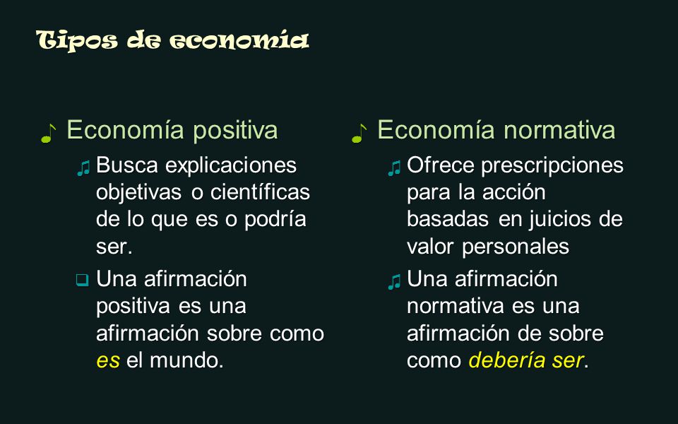 Economía positiva Economía normativa Tipos de economía