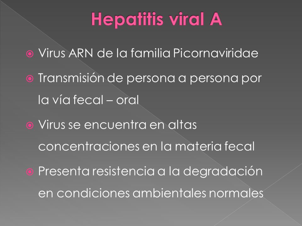 Hepatitis viral A Virus ARN de la familia Picornaviridae