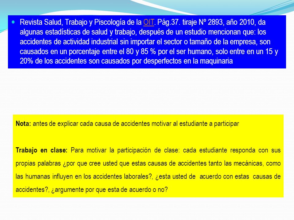 Revista Salud, Trabajo y Piscología de la OIT. Pág. 37
