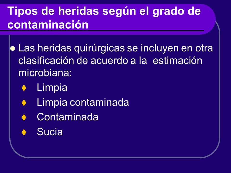 Tipos de heridas según el grado de contaminación