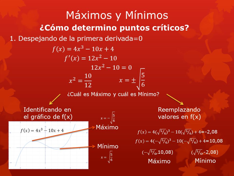 ¿Cómo determino puntos críticos