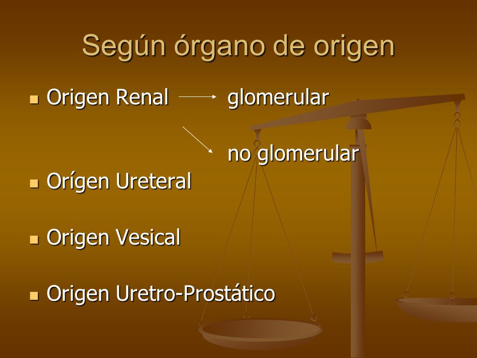 Según órgano de origen Origen Renal glomerular no glomerular