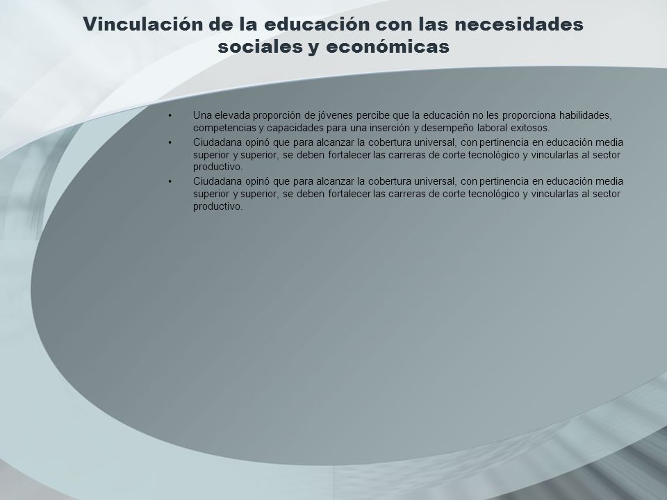 Vinculación de la educación con las necesidades sociales y económicas
