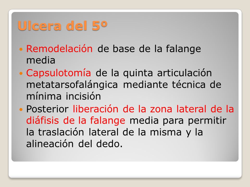 Ulcera del 5º Remodelación de base de la falange media