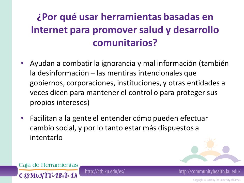 ¿Por qué usar herramientas basadas en Internet para promover salud y desarrollo comunitarios
