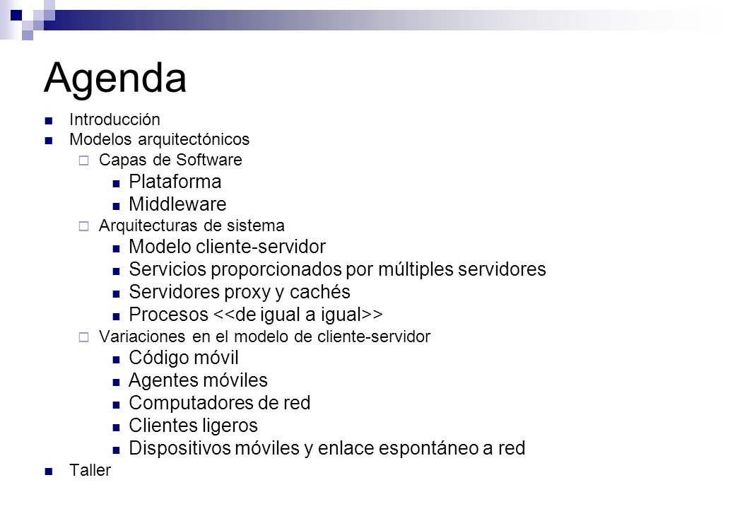 Agenda Plataforma Middleware Modelo cliente-servidor
