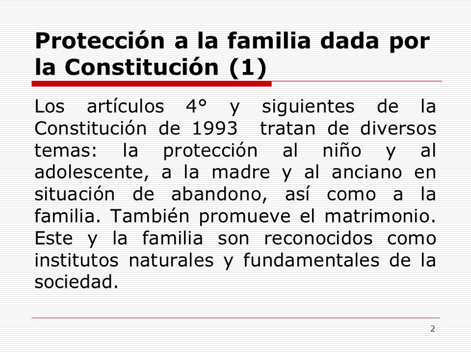 Protección a la familia dada por la Constitución (1)