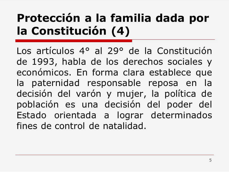 Protección a la familia dada por la Constitución (4)