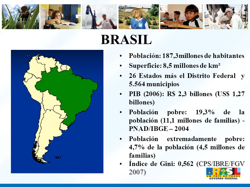 BRASIL Población: 187,3millones de habitantes
