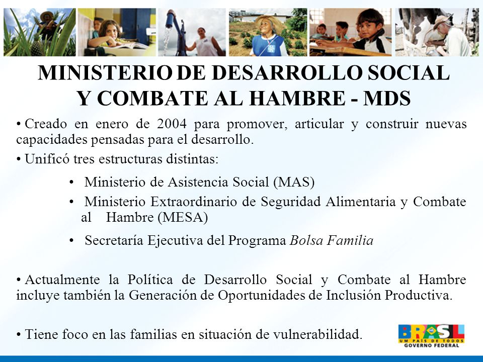 MINISTERIO DE DESARROLLO SOCIAL Y COMBATE AL HAMBRE - MDS