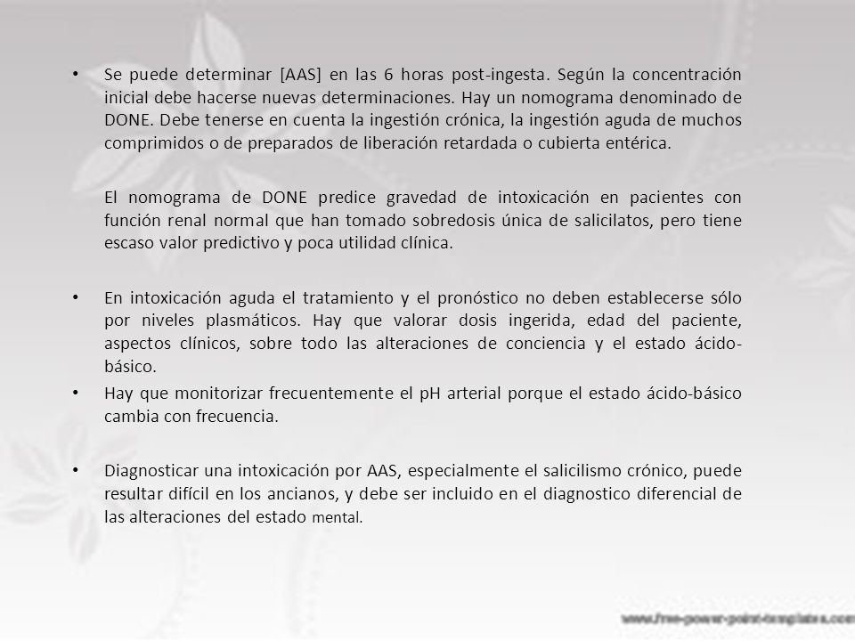Se puede determinar [AAS] en las 6 horas post-ingesta