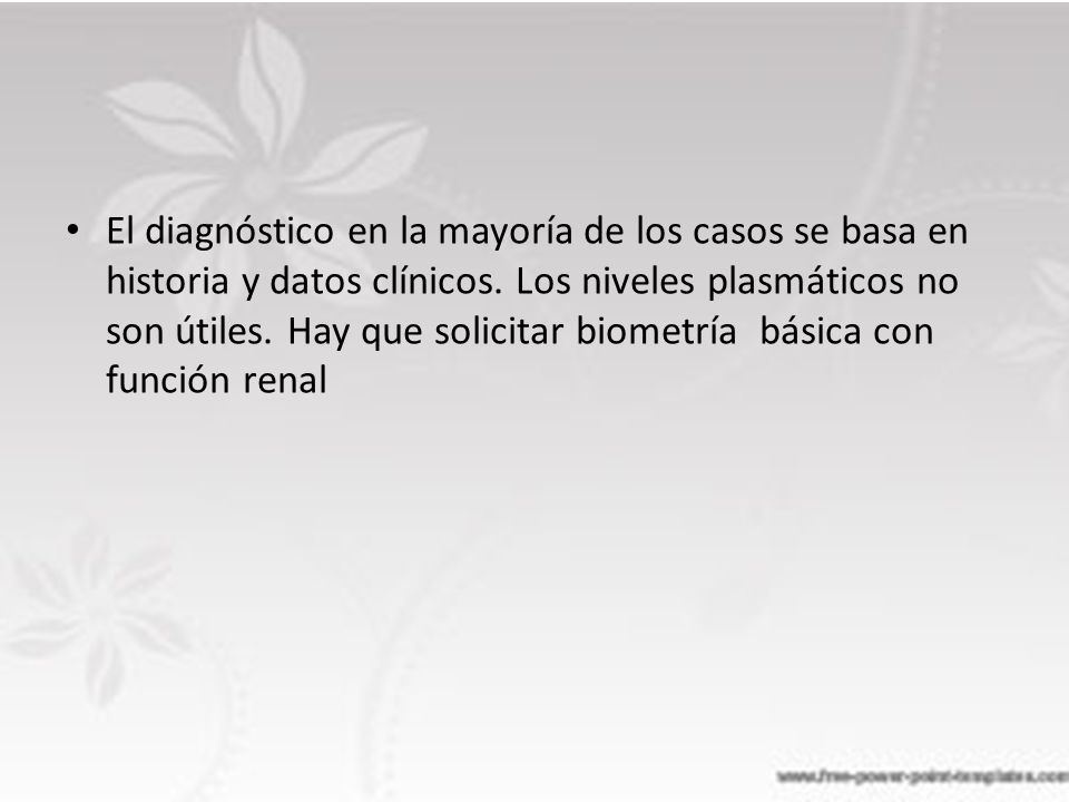 El diagnóstico en la mayoría de los casos se basa en historia y datos clínicos.