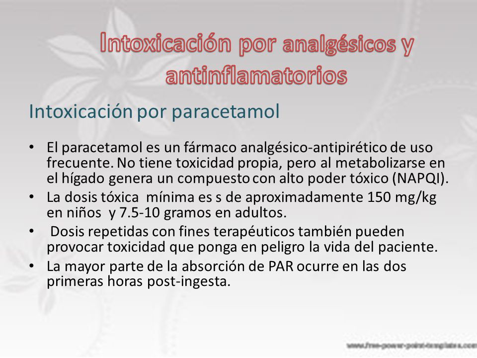 Intoxicación por analgésicos y antinflamatorios