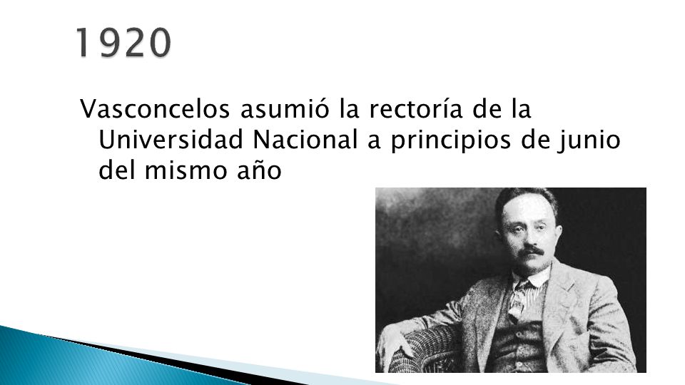 1920 Vasconcelos asumió la rectoría de la Universidad Nacional a principios de junio del mismo año