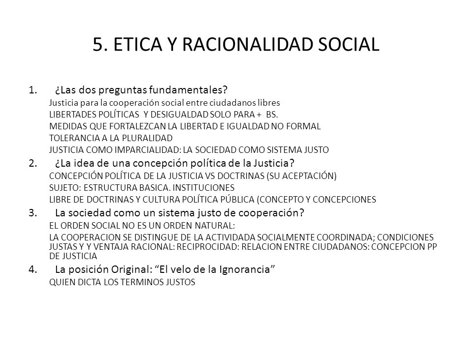 5. ETICA Y RACIONALIDAD SOCIAL