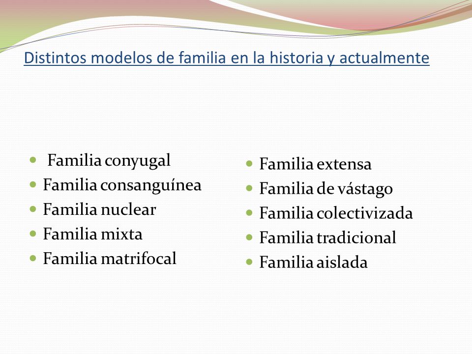 Distintos modelos de familia en la historia y actualmente