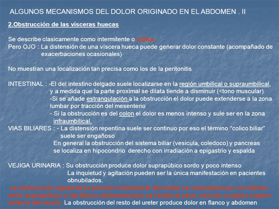 ALGUNOS MECANISMOS DEL DOLOR ORIGINADO EN EL ABDOMEN . II