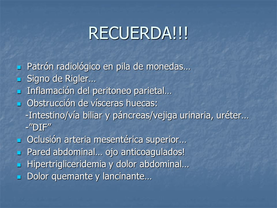 RECUERDA!!! Patrón radiológico en pila de monedas… Signo de Rigler…